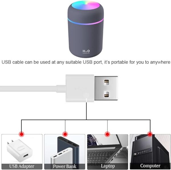 Portable Diffuser USB Humidifier | LED Lights two Functions | Colorful Cool Mini Humidifier, Portable Air Humidifier Aroma Essential Oil Diffuser, USB Mist Sprayer Small Personal Humidifier for Car Home - Image 11