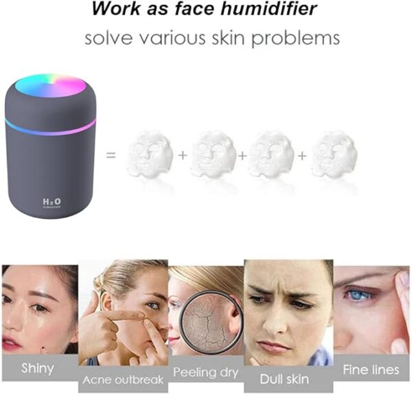 Portable Diffuser USB Humidifier | LED Lights two Functions | Colorful Cool Mini Humidifier, Portable Air Humidifier Aroma Essential Oil Diffuser, USB Mist Sprayer Small Personal Humidifier for Car Home - Image 10