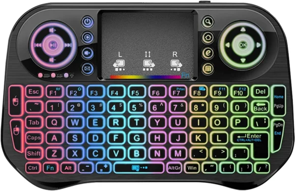 I10 Mini Wireless + Bluetooth Keyboard | 7-Color Backlit Air Mouse - Image 2