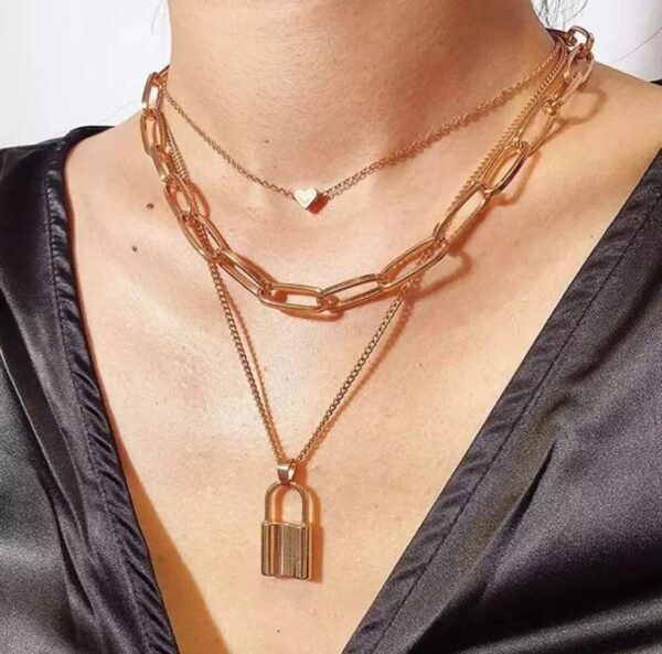 Stylish Multi-Layer Lover Lock Necklace