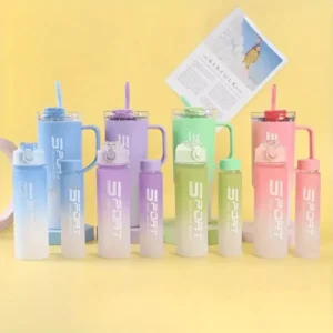 3pcs tumbler style Water Bottle Set With Straw